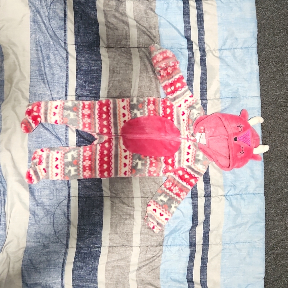 Baby Girls Reindeer Hooded Pajamas Footed Jumpsuit
